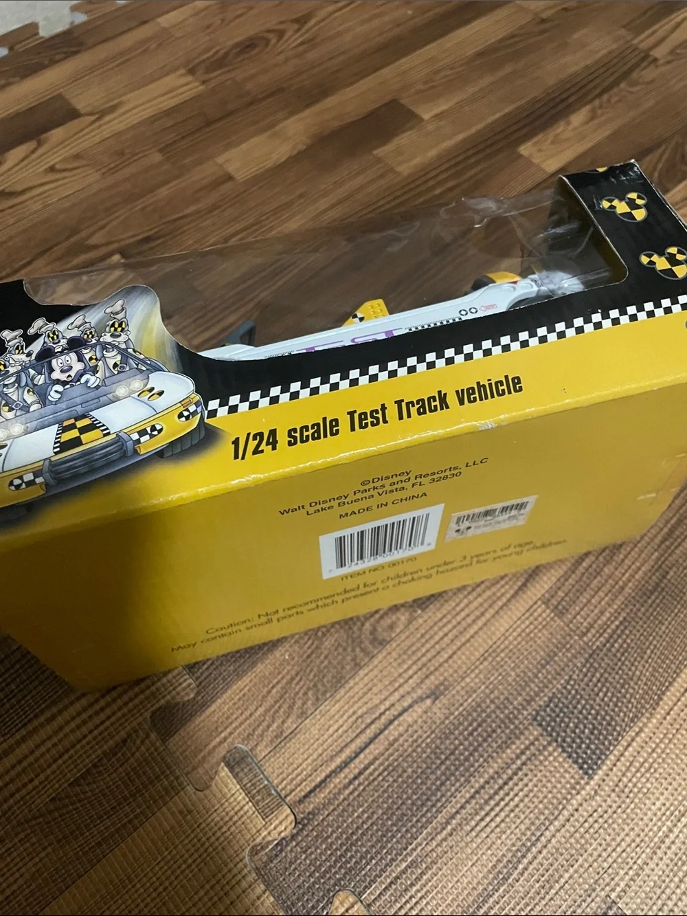 Disney Test Track White and Yellow 1/24 Toy Model Car